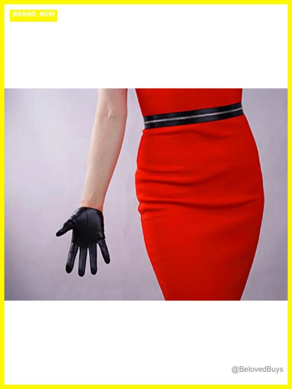 Faux Leather Half Palm Gloves for Women Vintage Dress